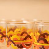 7 glasses orangeade orange pattern circles silkscreen prints vintage 1970