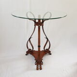 Painted side table in steel, effect trompe l'oeil