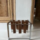 Vintage chrome steel and leather magazine rack – 1970s