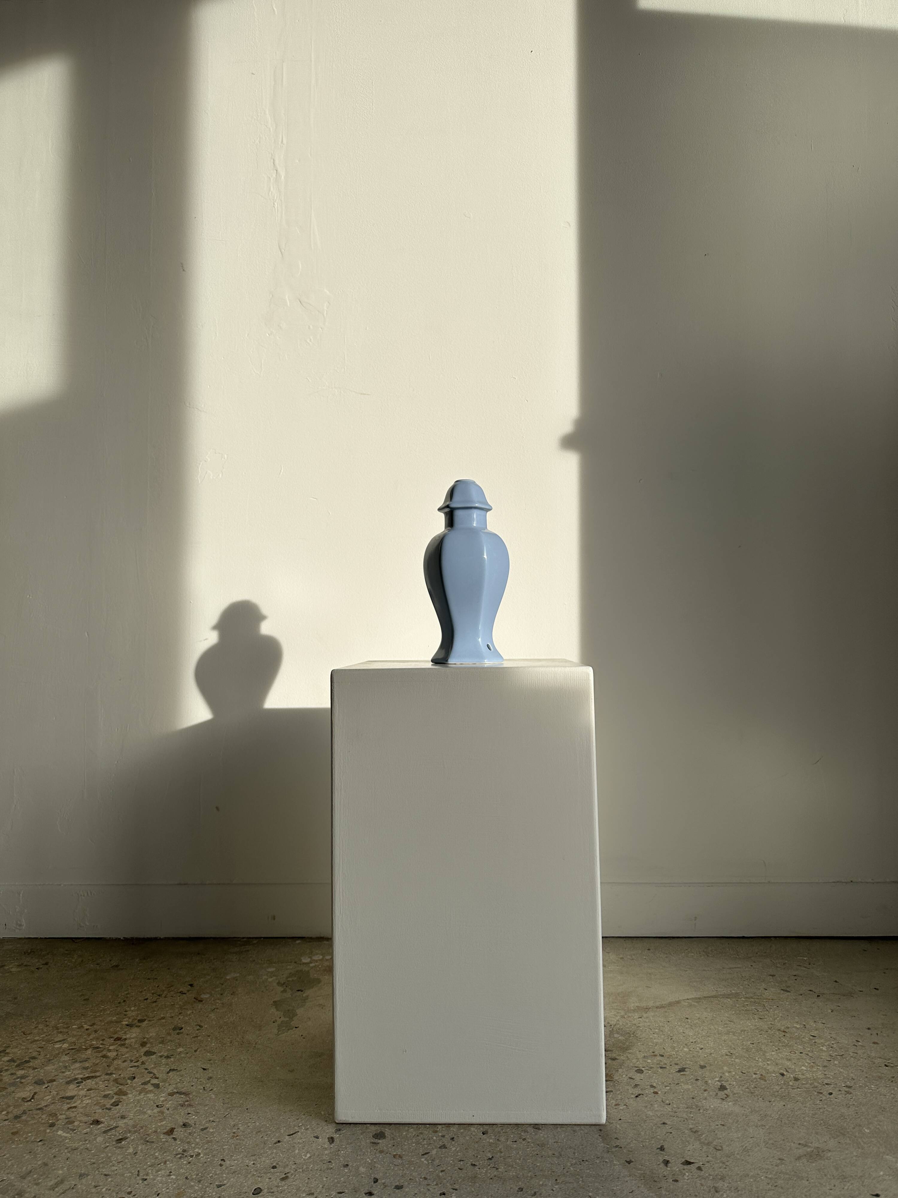 Light blue purple ceramic lamp base H:25cm