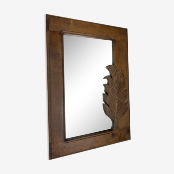 Miroir bois feuille sculptée vintage 1980
