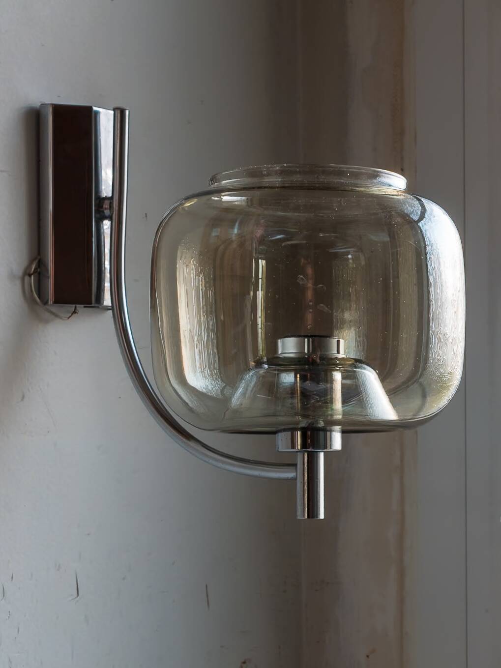 Space age smoked glass wall light 1970s