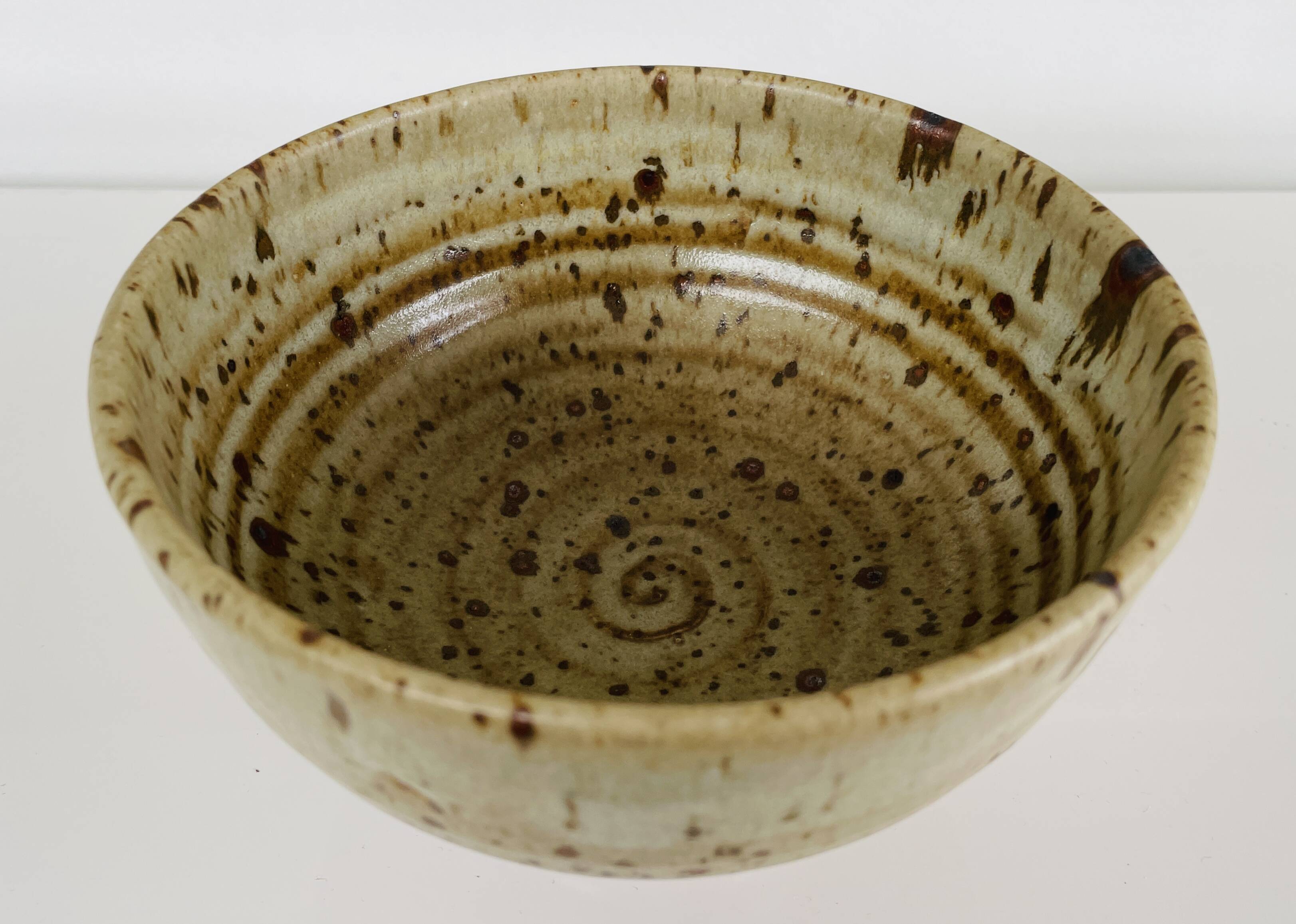 Pyrite stone bowl signed by Gustave Tiffoche – vintage French ceramics from the 70s.