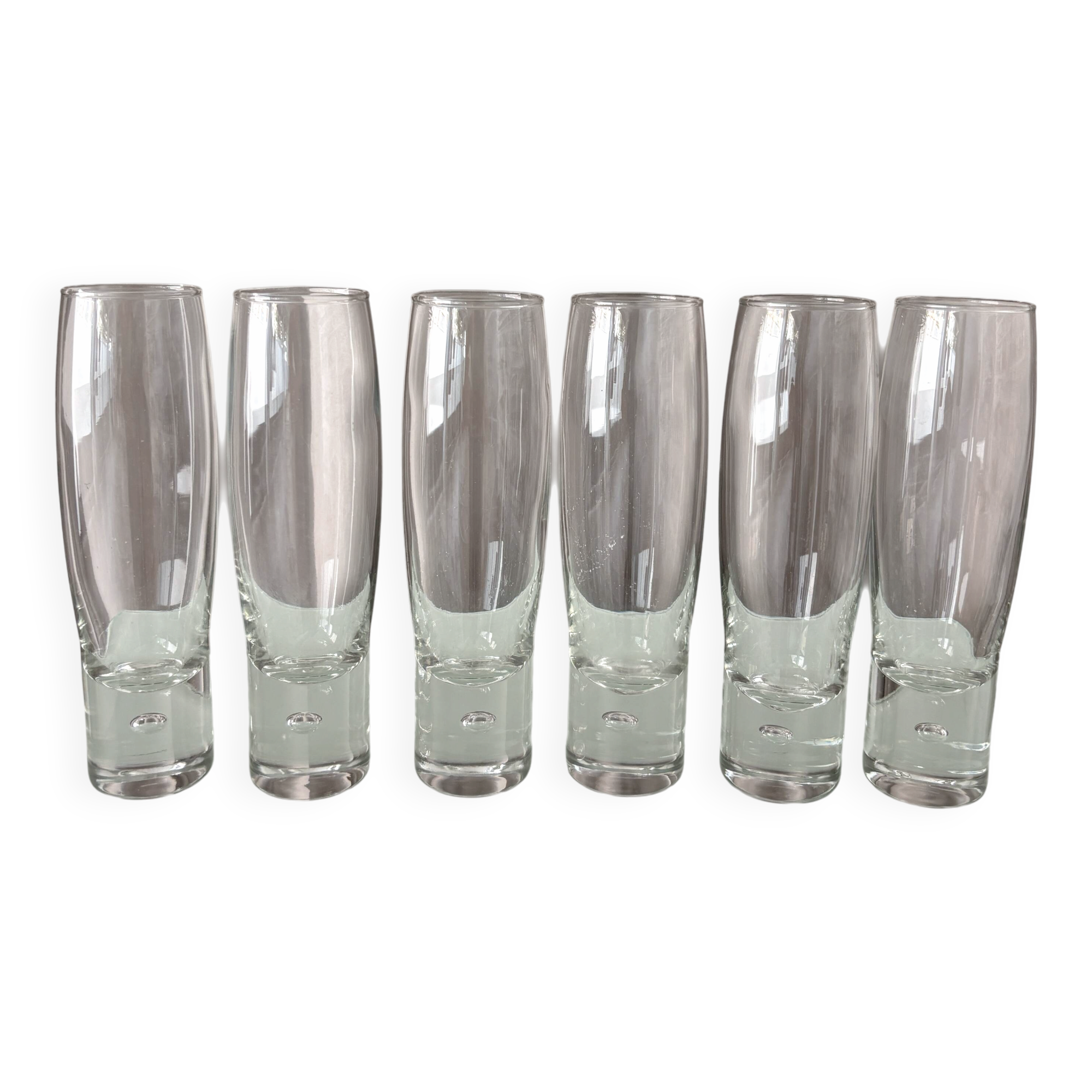 Set of 6 Vintage Durobor Bubble Champagne Flutes | Belgian Design