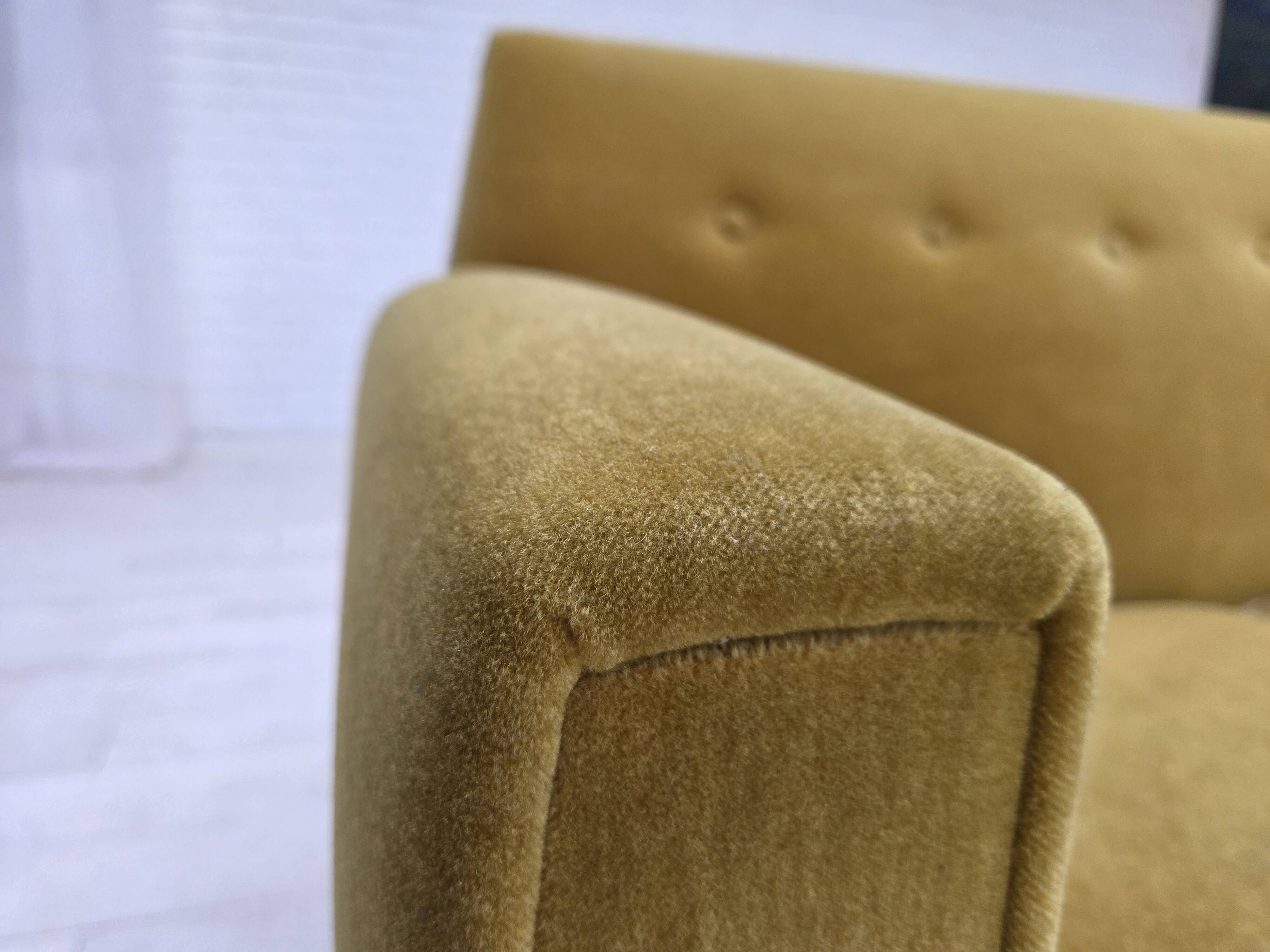 1970s, Danish 3-seater sofa, original light green furniture velour.