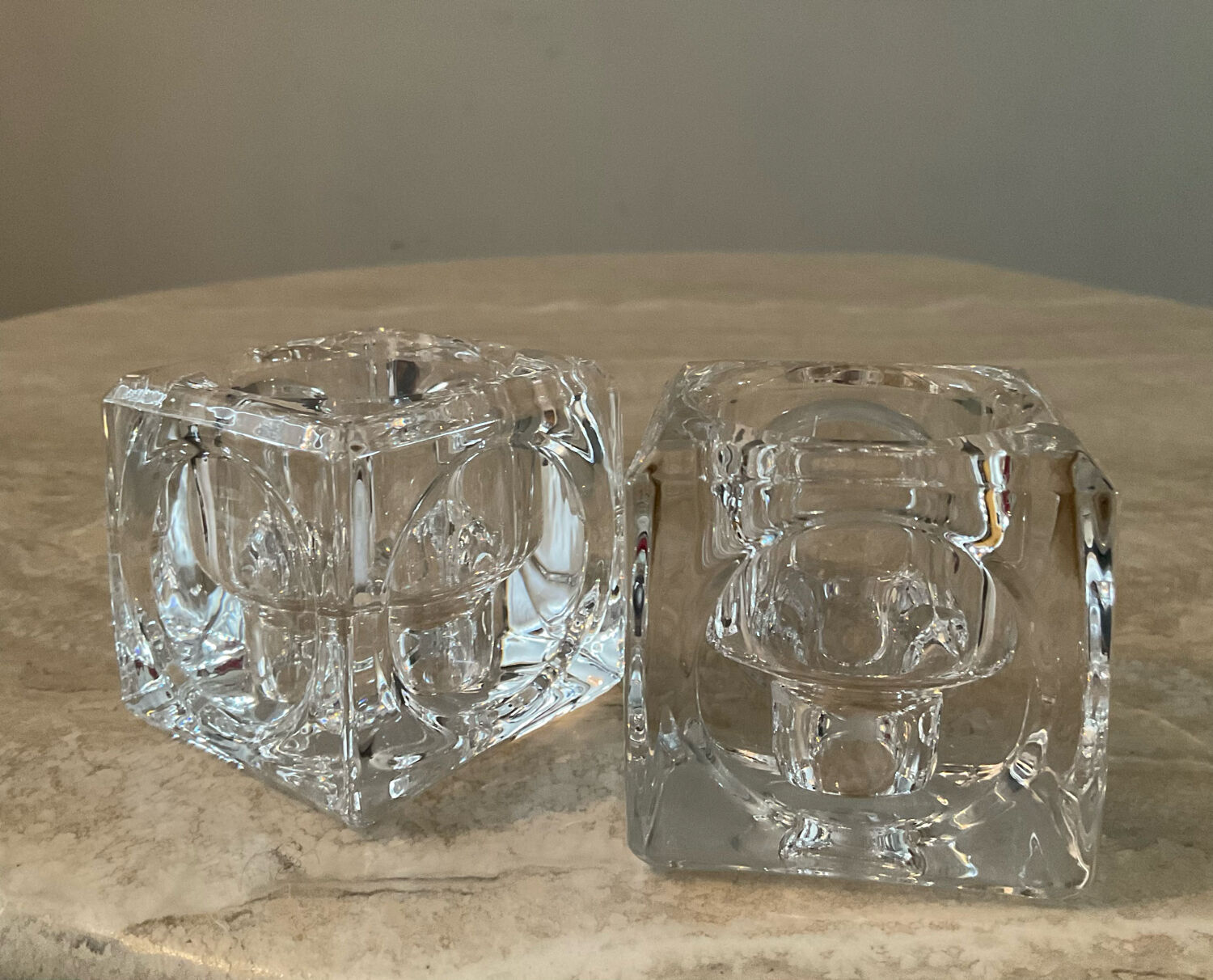 Pair of Peill & Putzler crystal candle holders from the 70s