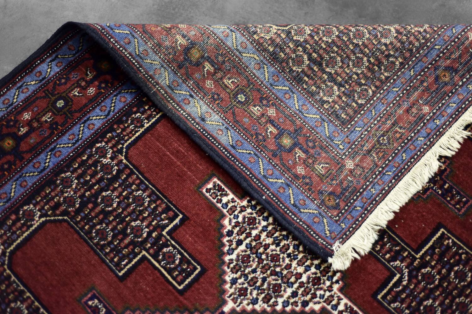 Vintage Hand-Woven Middle Eastern Oriental Senneh Rug, 1960s