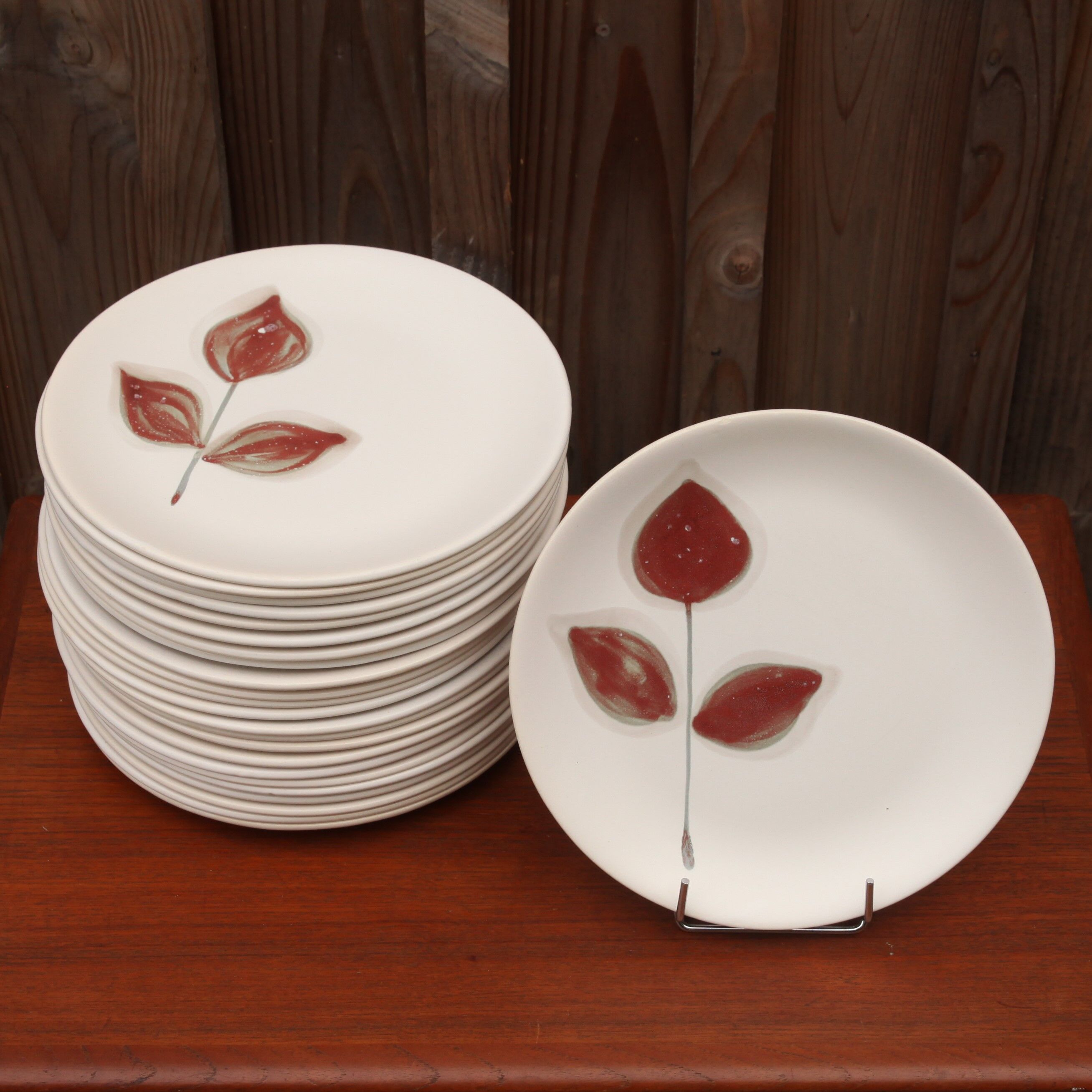 Set of flat plates Niderviller décor Beech