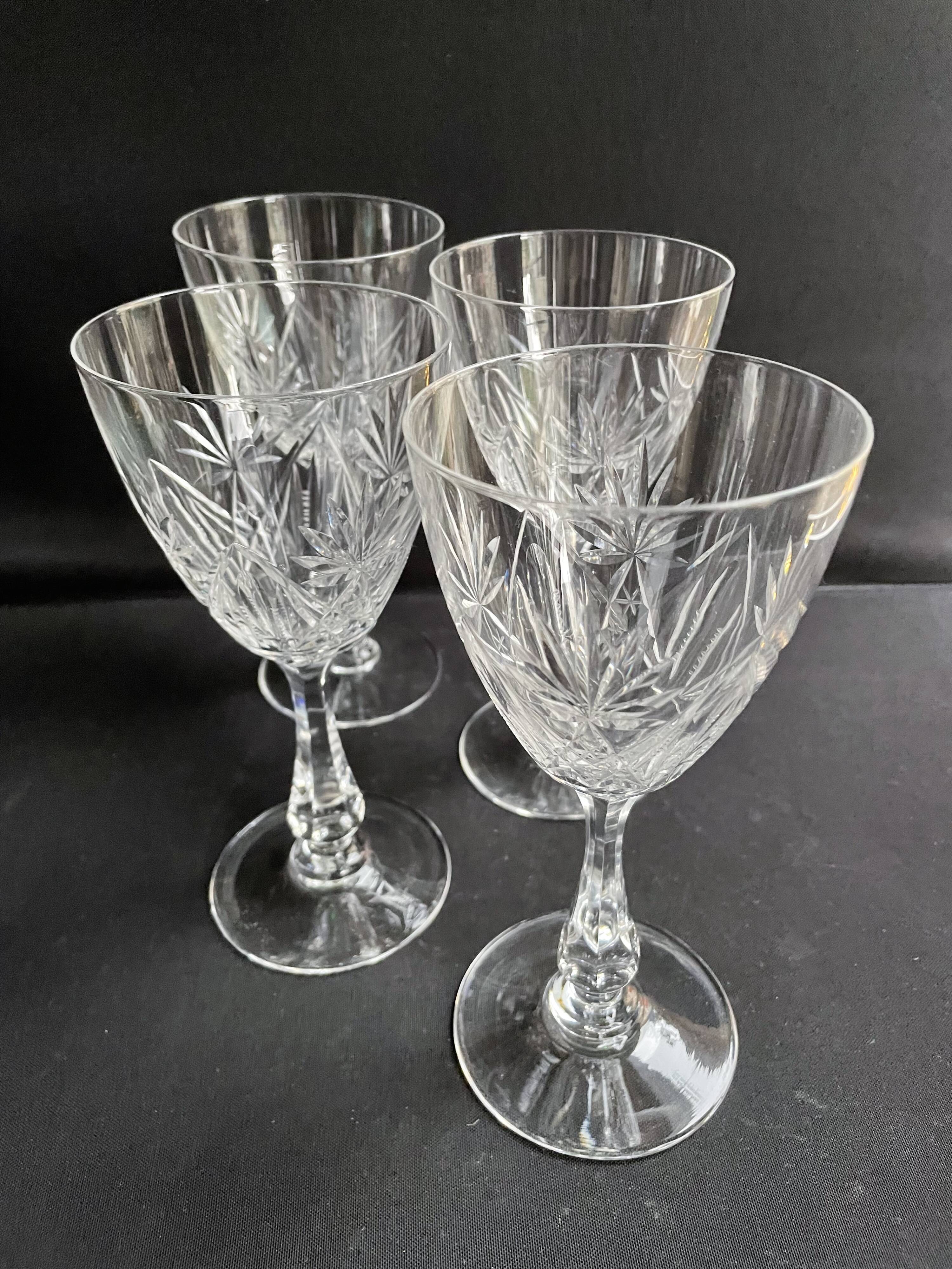 4 Large cut crystal glasses