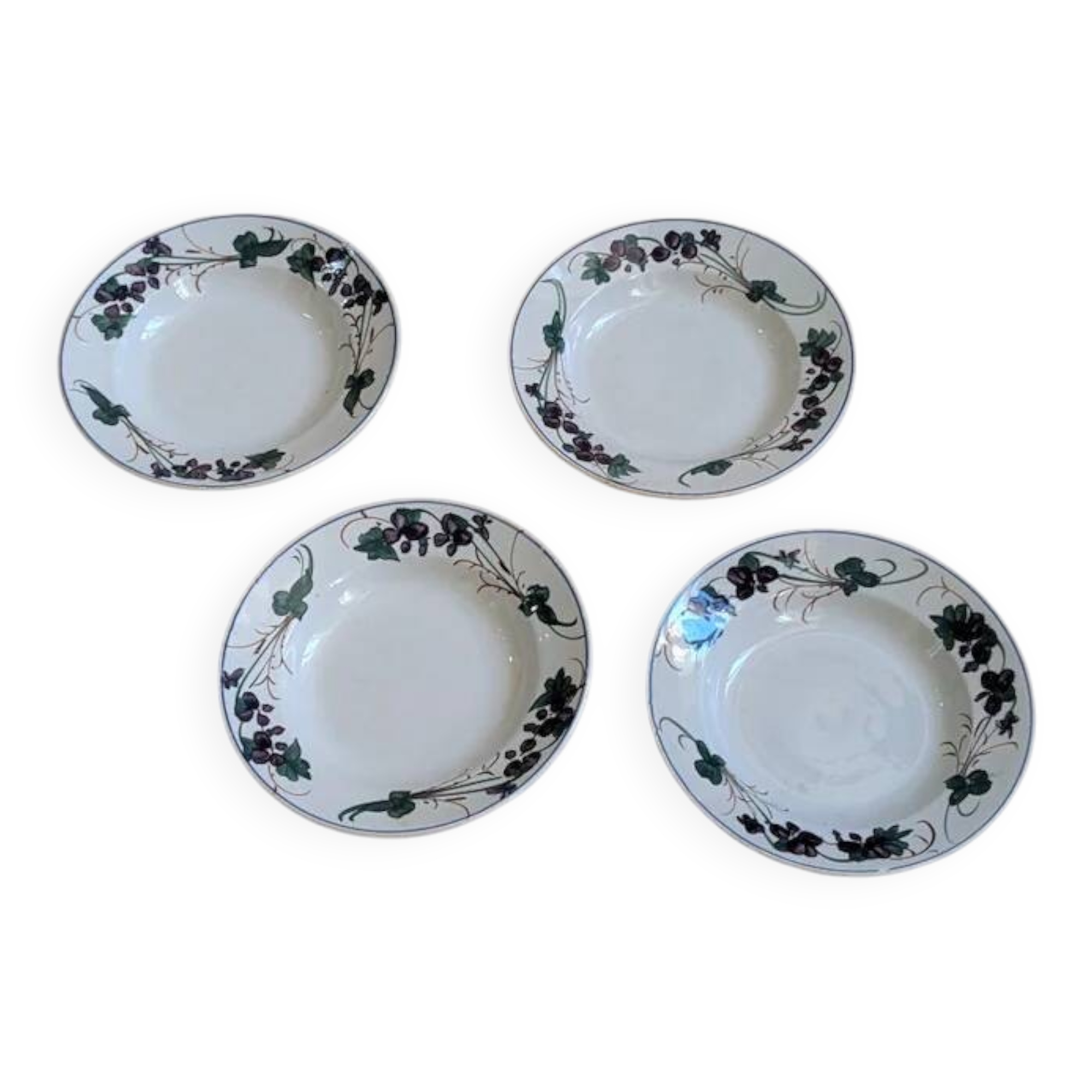 Set of 4 antique soup plates – Faïencerie de Gien