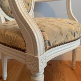 Chair and armchair medallion, Louis XVI style, circa 1950