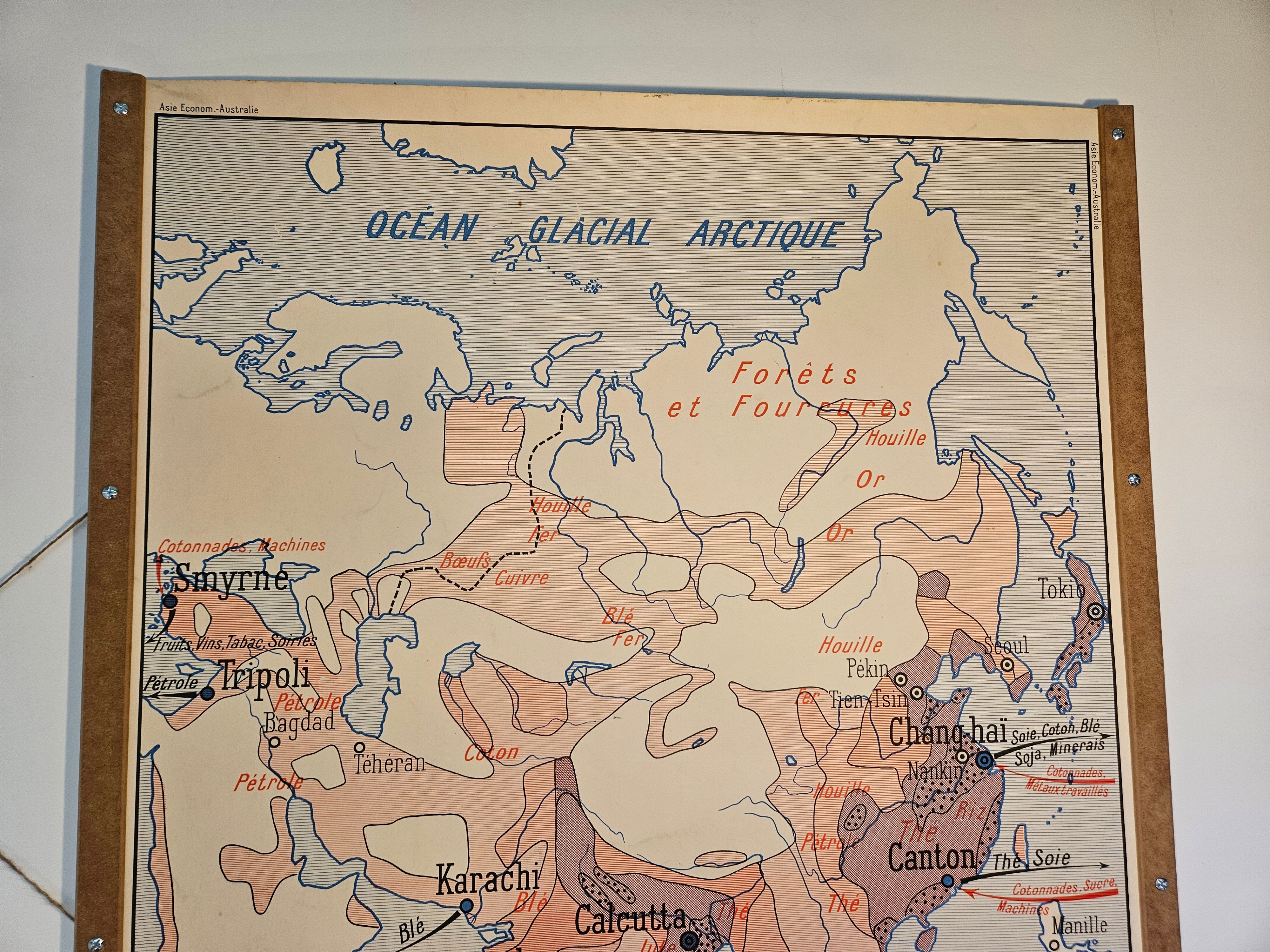 Old school map of geography of Australia and Asia double-sided