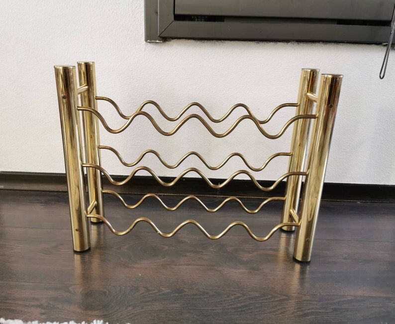 Vintage brass wine rack, 1970
