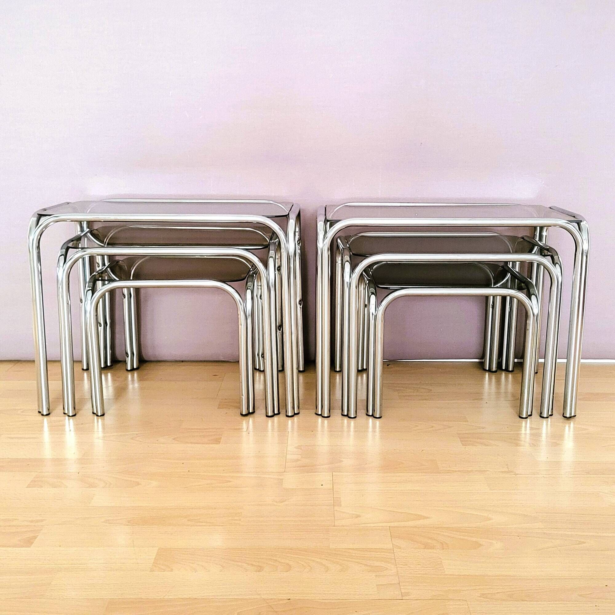 Italian nesting tables chrome "in perfect condition"