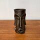 Abstract vase with a brutalist bronze face from the mid-century.