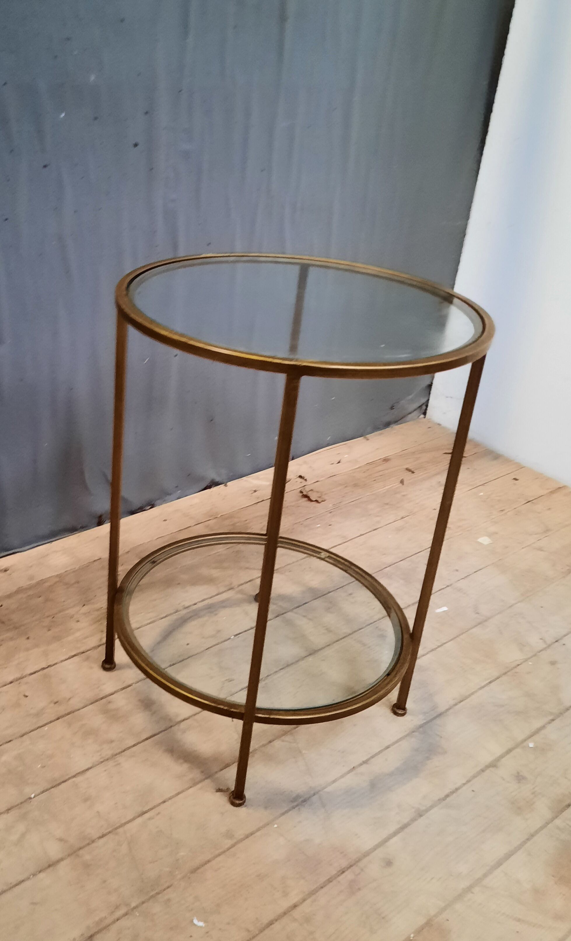 Gueridon round glass and metal