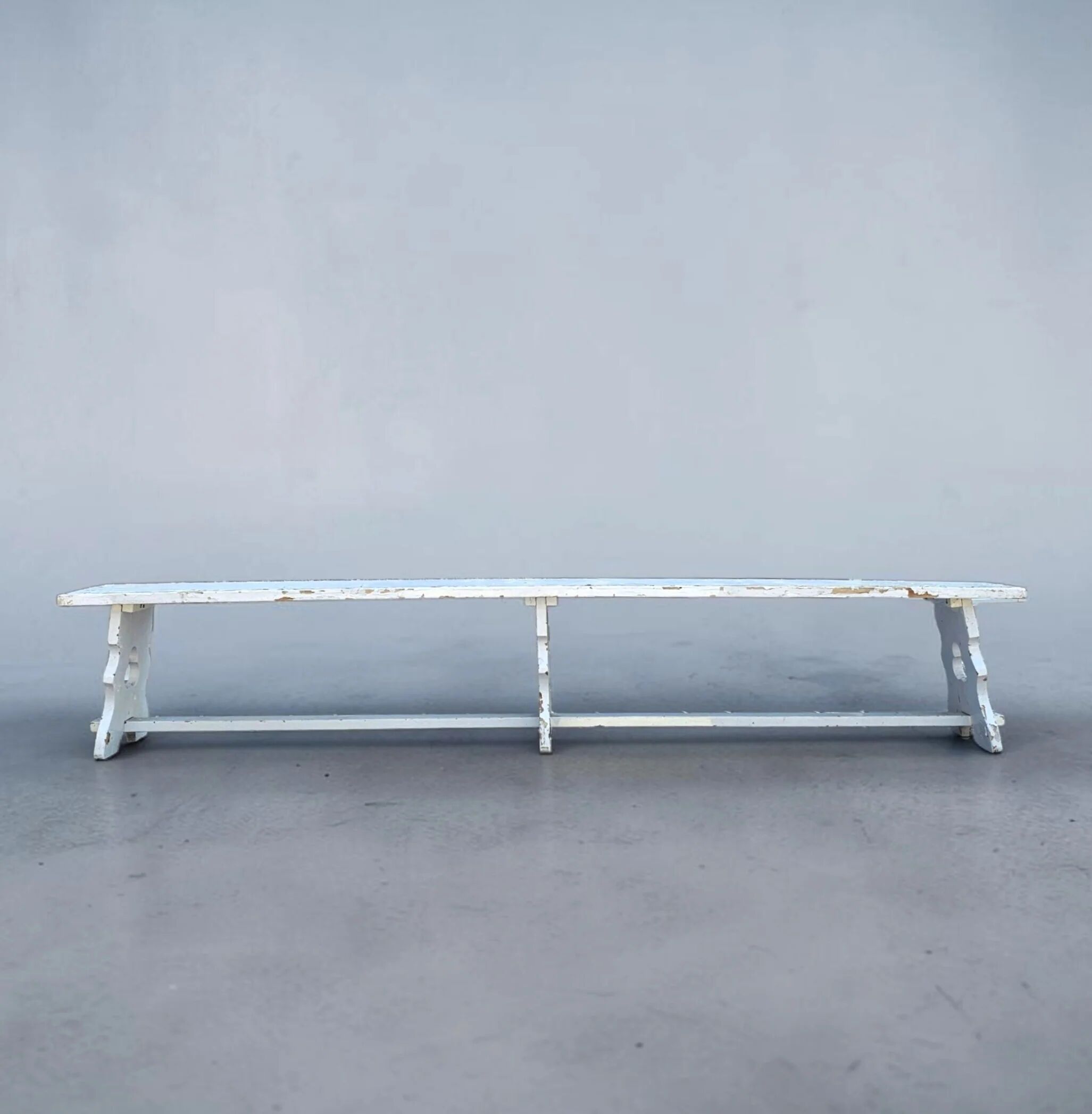 French wooden farmhouse bench / garden bench / 1960s