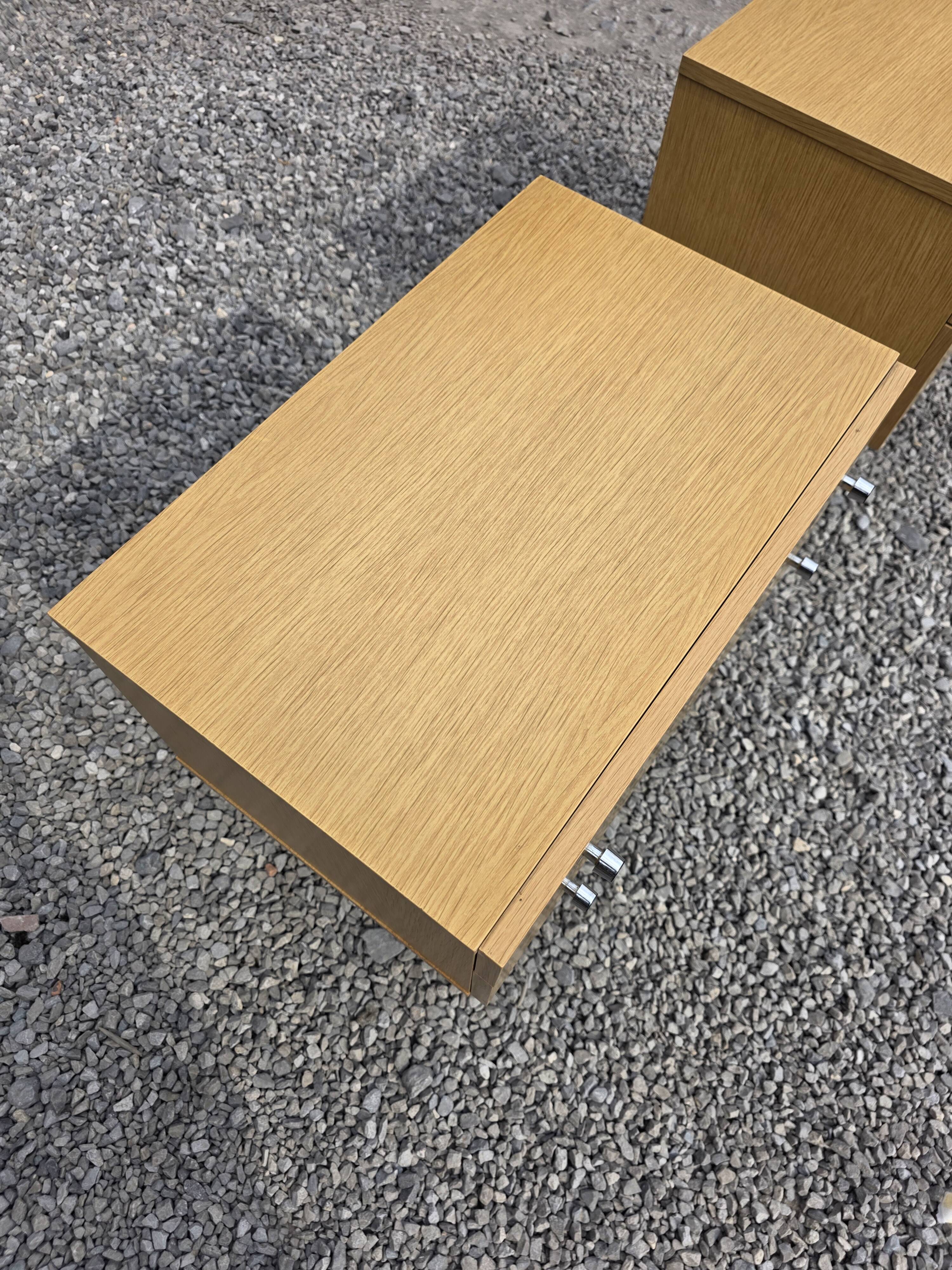 Pair of Scandinavian oak bedside tables from the 1960s.
