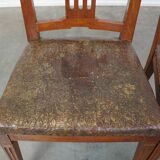 Ensemble de 6 chaises de salle à manger en cuir antiques d'origine néerlandaise