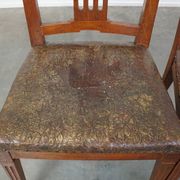 Set of 6 Original Antique Dutch Leather Dining Chairs