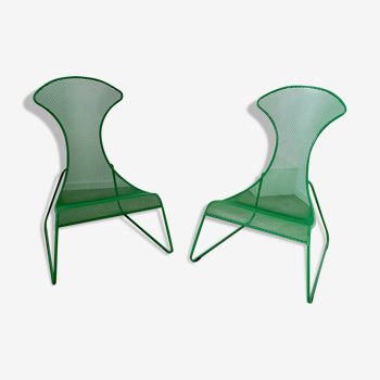 Lot 2 fauteuils vert ikea vintage ps 2012 design wiebke braasch métal vintage