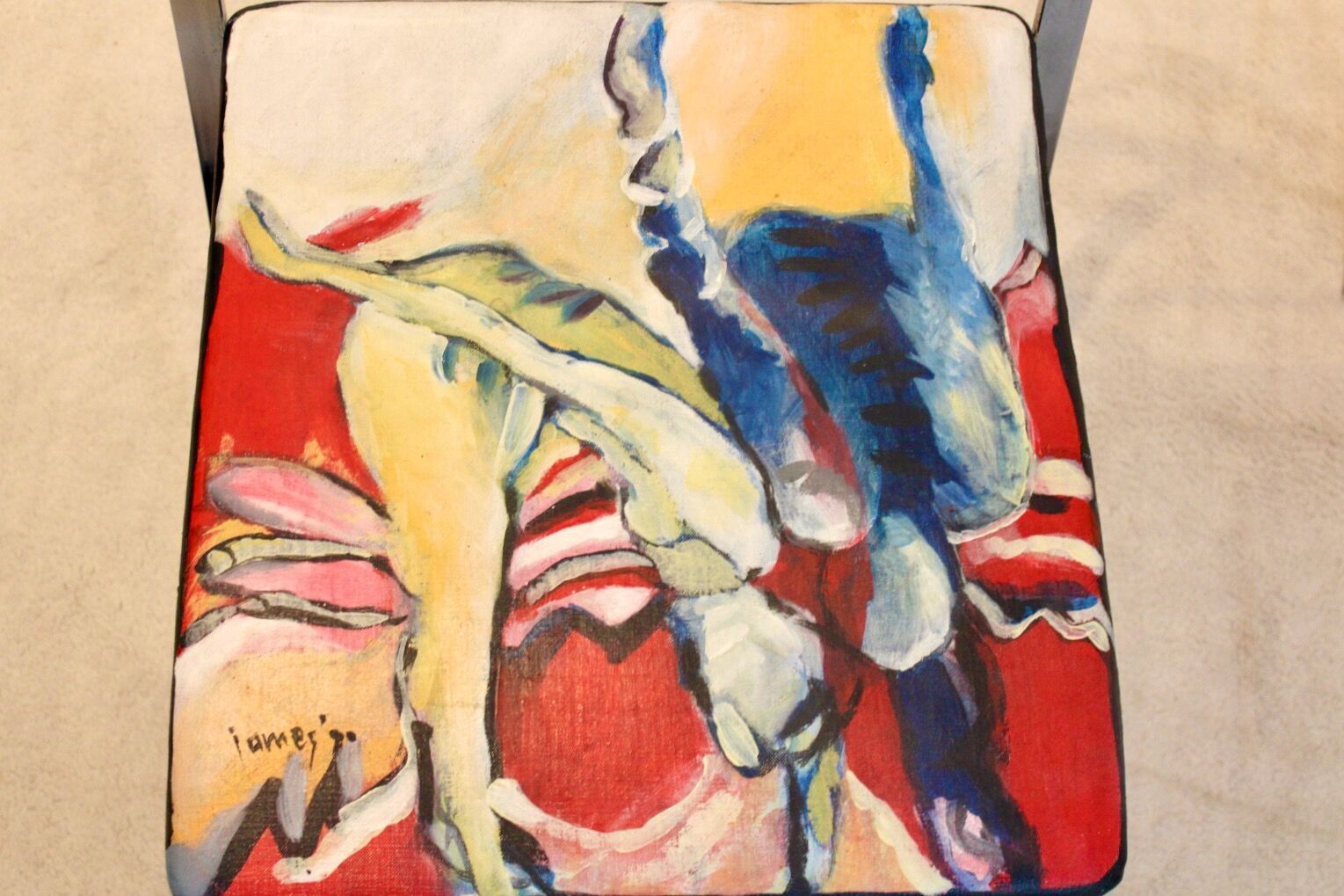 One off Hand painted set of four ‘Luisa’ Dining Chairs by Marcello Cuneo