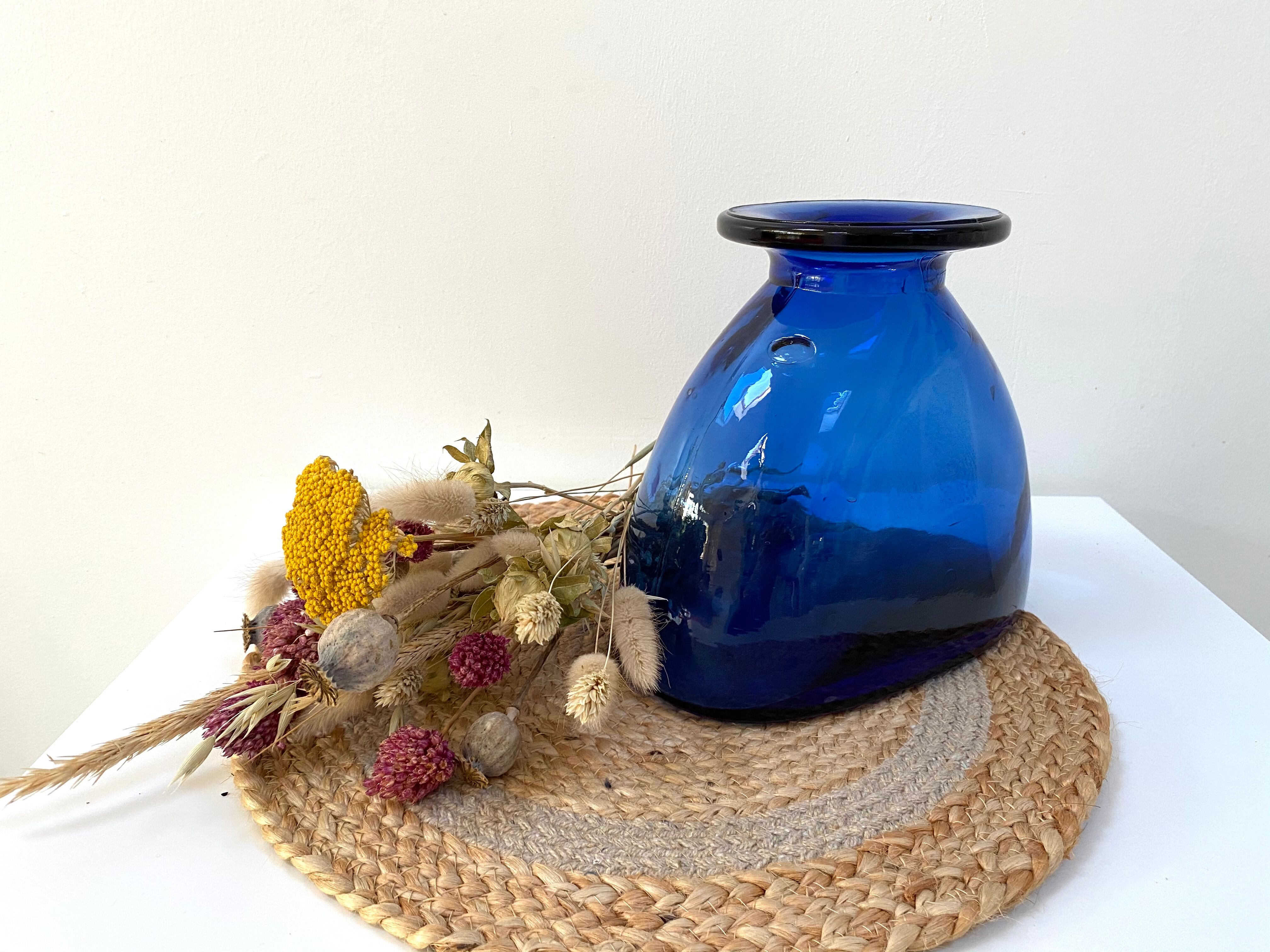 Vintage cobalt blue glass vase
