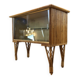 Vintage French Bamboo Display Cabinet, 1960s
