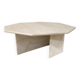 Octagonal coffee table in travertine