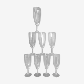 Set of 8 glass champagne flutes - 15 cl