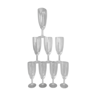 Set of 8 glass champagne flutes - 15 cl