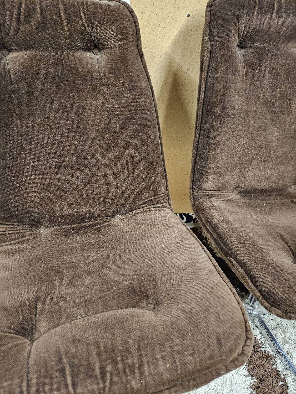 Pair of vintage velvet armchair chair 1970"