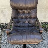 Vintage leather lounge armchair 60s