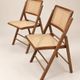Vintage folding chair in wood and cane – 1960s/70s