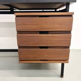 Pierre Guariche desk in teak and lacquered steel