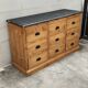 Furniture with drawers waxed pine above black top three tablets furniture of trade