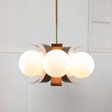 Vintage Italian Copper and Opaline Chandelier, 1970s