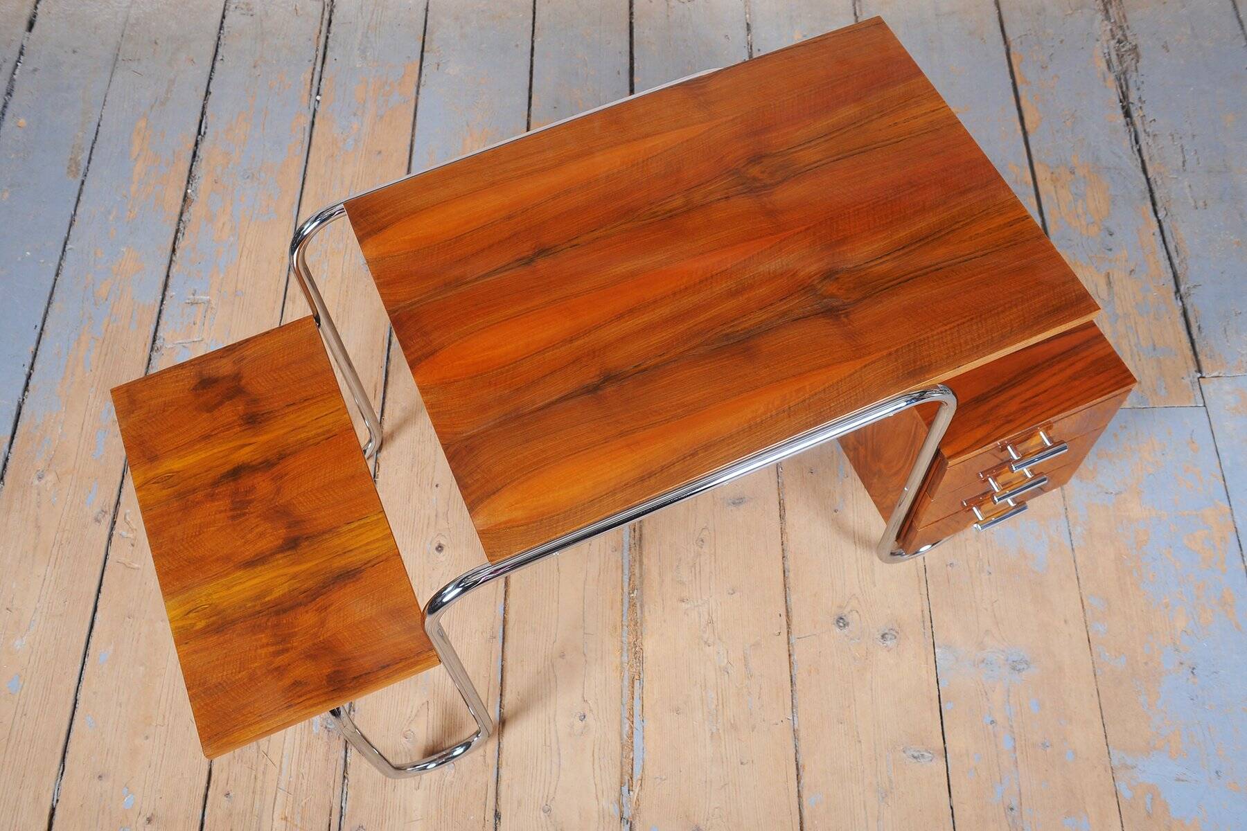 Bauhaus Walnut Writing Desk by A. Lurcat for Kovona, Czech, 1940s