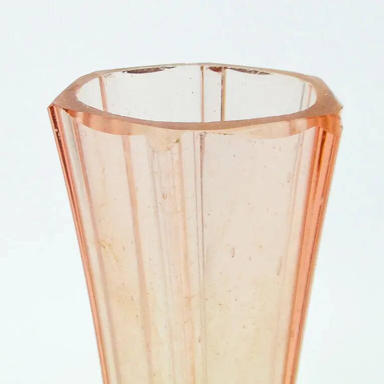 Art Nouveau vase, pressed rosé glass, Sweden, 1930s