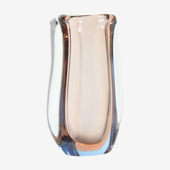 Vase en verre soufflé du milieu du siècle dans des nuances bruns et bleus