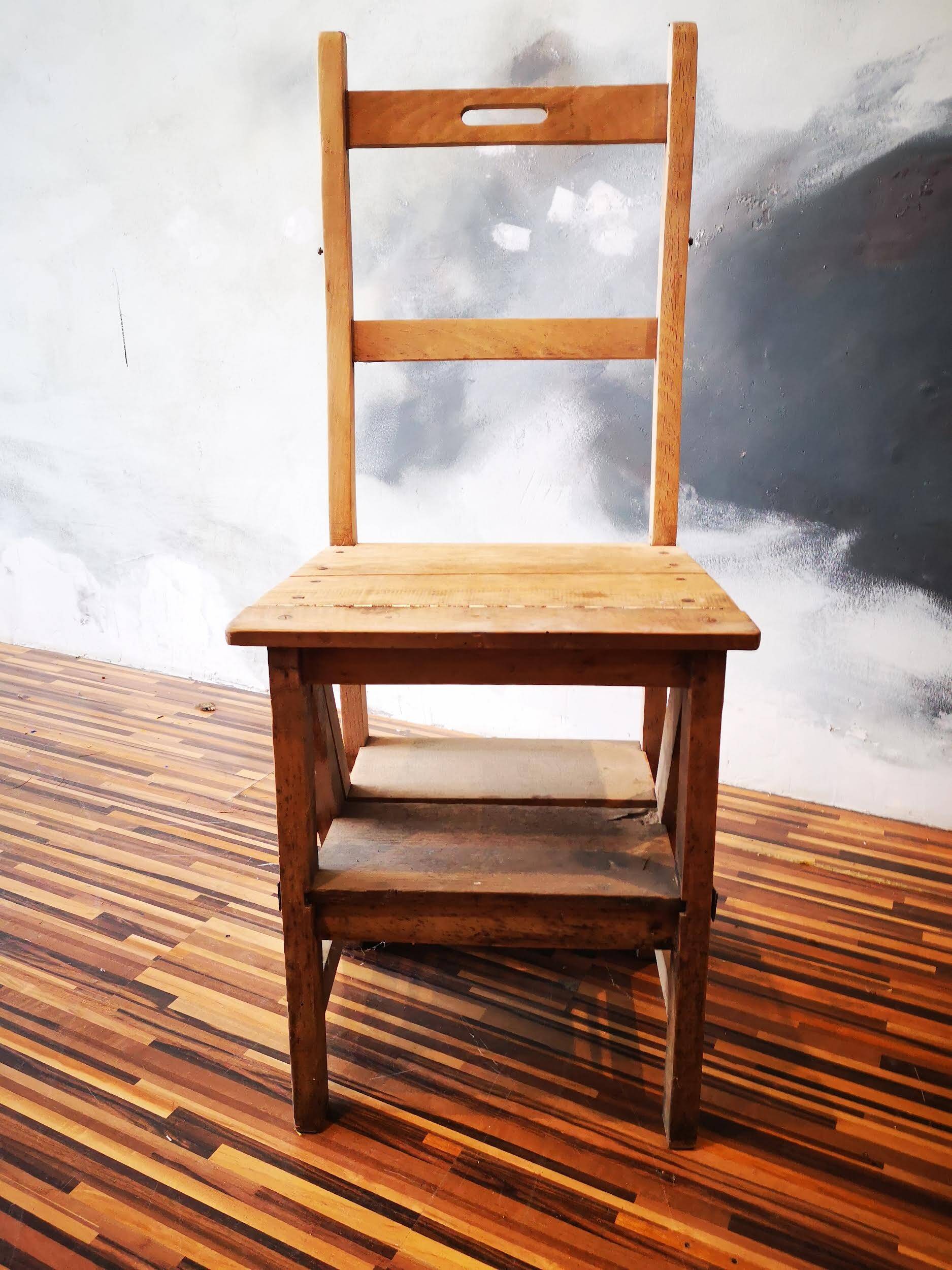 Convertible antique step stool chair