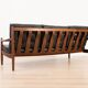Scandinavian Three-Seat Sofa in Solid Wood and Black Leather, 1960s