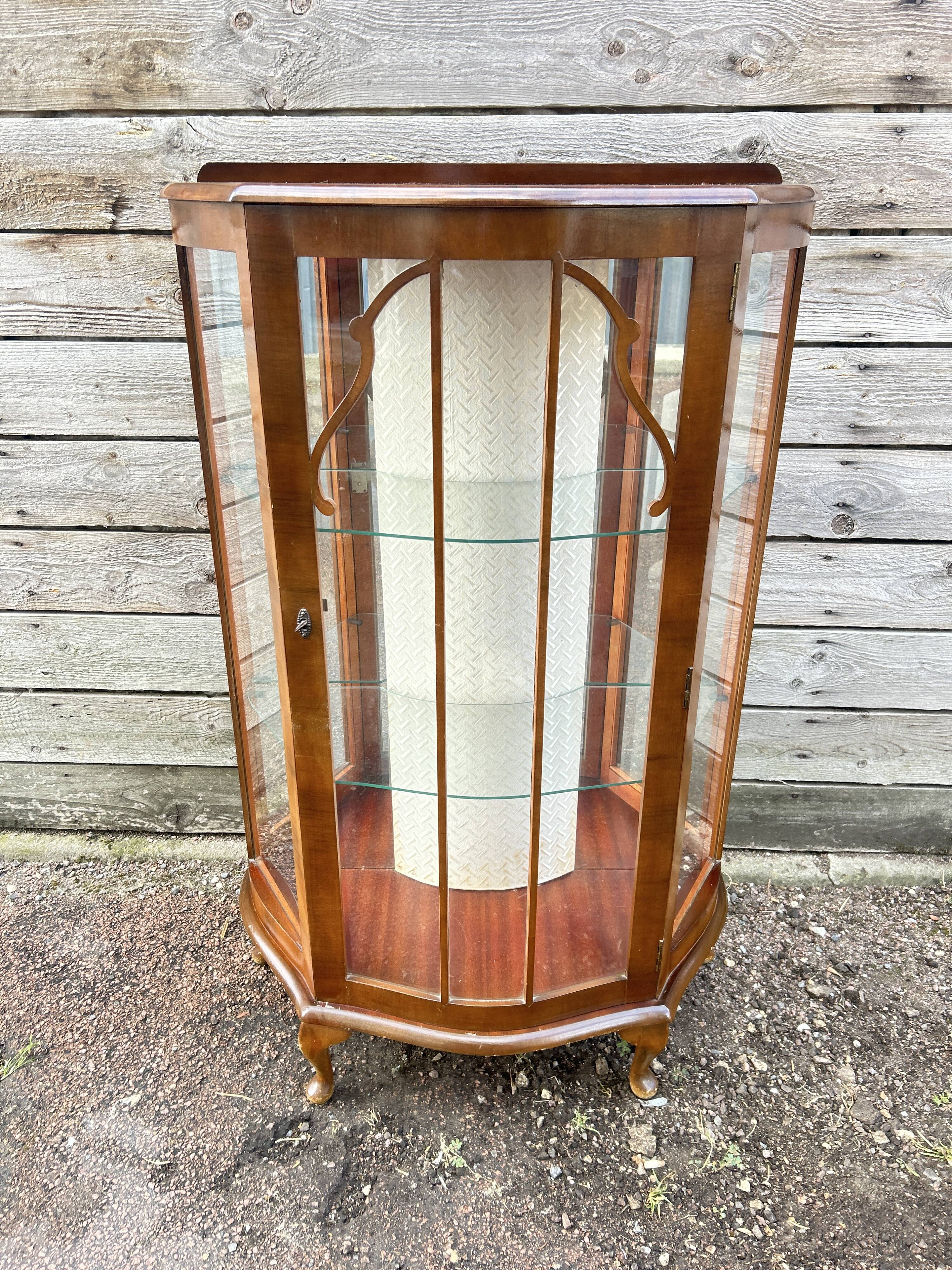 Vitrine demi-lune an acajou