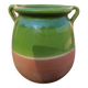 Mediterranean pot in green half-glazed terracotta.
