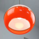 Lampe à Suspension Space Age en Plexiglas Orange et Laiton, Italie, 1970s