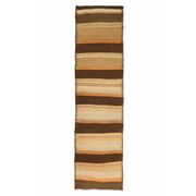 Vintage Turkish Oushak handmade wool cotton beige kilim runner rug 79x303