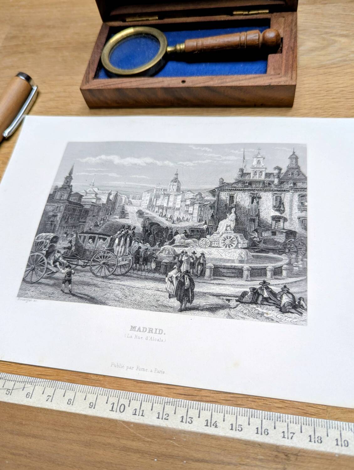 Madrid, Alcalá Street. Old engraving, printed in 1841.