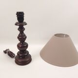 Rustic foot lamp and grey lampshade