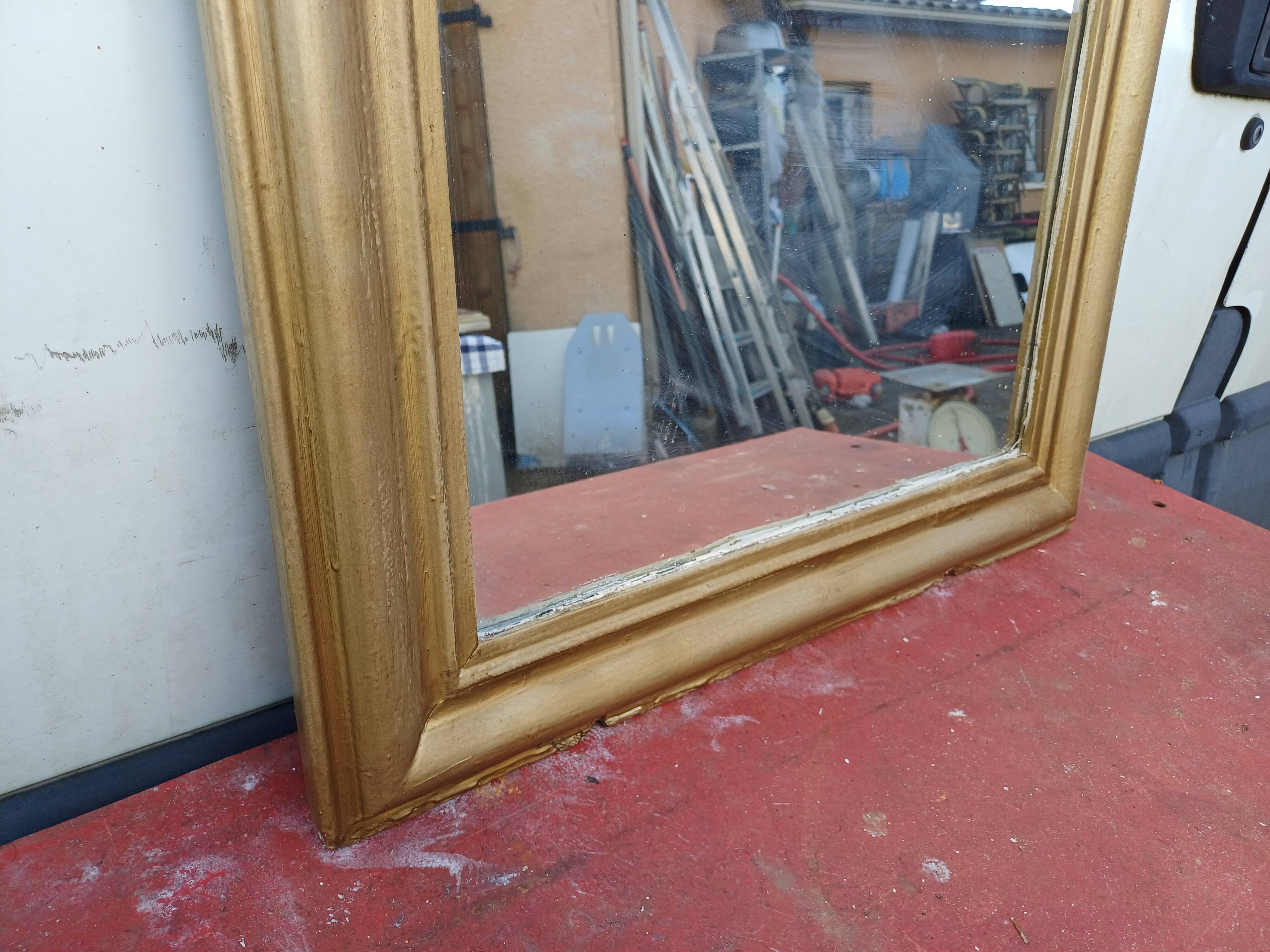 Napoleon III Mirror 19th Century Wood and Gilded Stucco