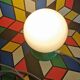 Vintage white opaline living room bedside desk lamp "Green"